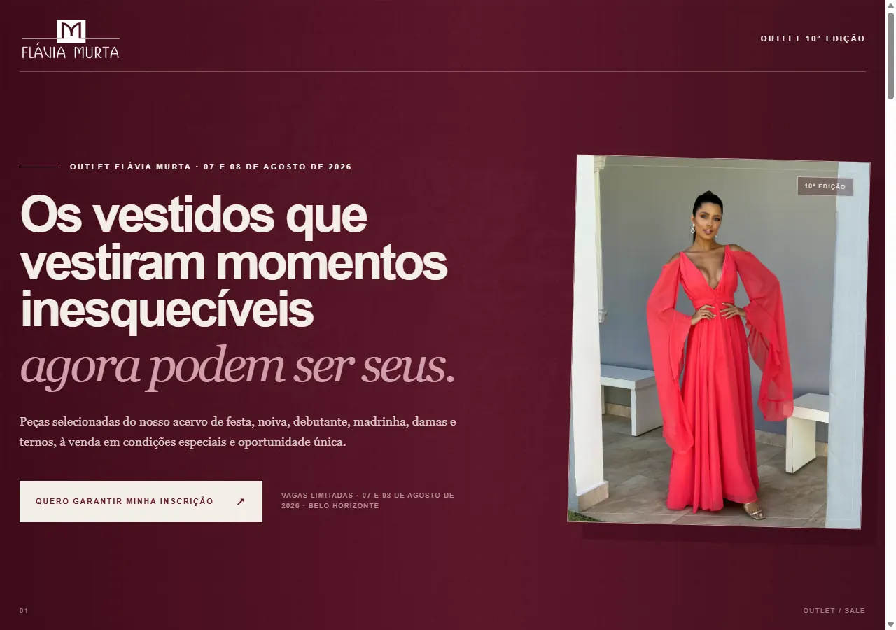 Screenshot do Outlet Flávia Murta 2026