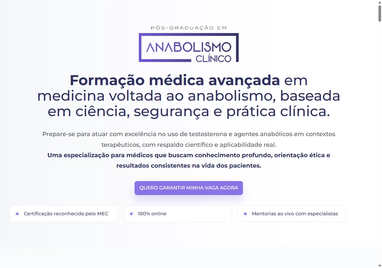 Screenshot do projeto Anabolic Academy Pós-graduação